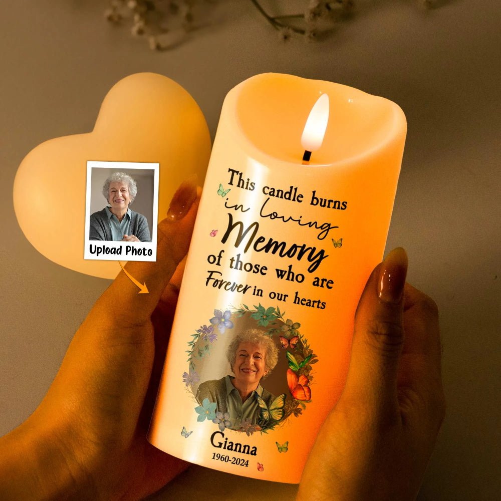 Custom Photo & Text Candle Light – Battery or USB Version Personalized Memorial Gift - DiyGiftly