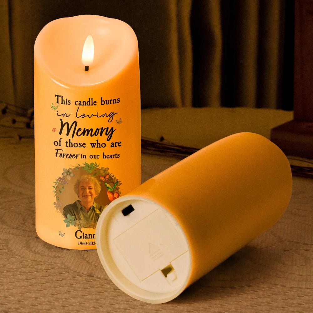 Custom Photo & Text Candle Light – Battery or USB Version Personalized Memorial Gift - DiyGiftly