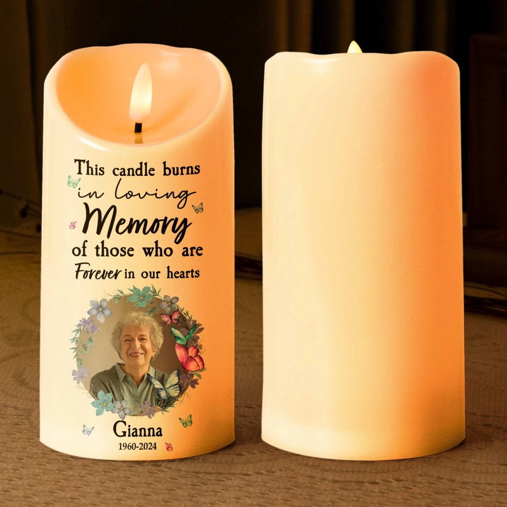 Custom Photo & Text Candle Light – Battery or USB Version Personalized Memorial Gift - DiyGiftly