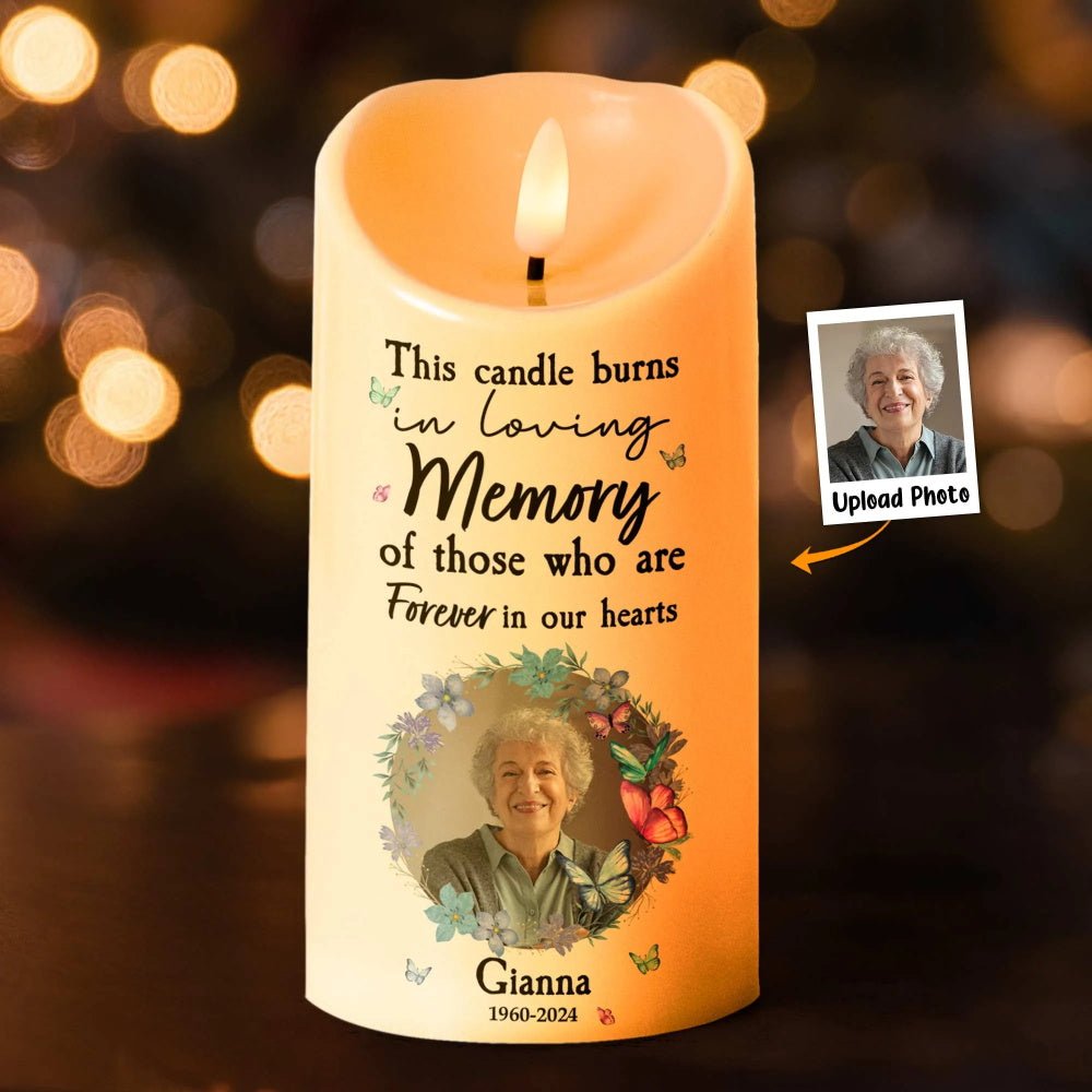 Custom Photo & Text Candle Light – Battery or USB Version Personalized Memorial Gift - DiyGiftly
