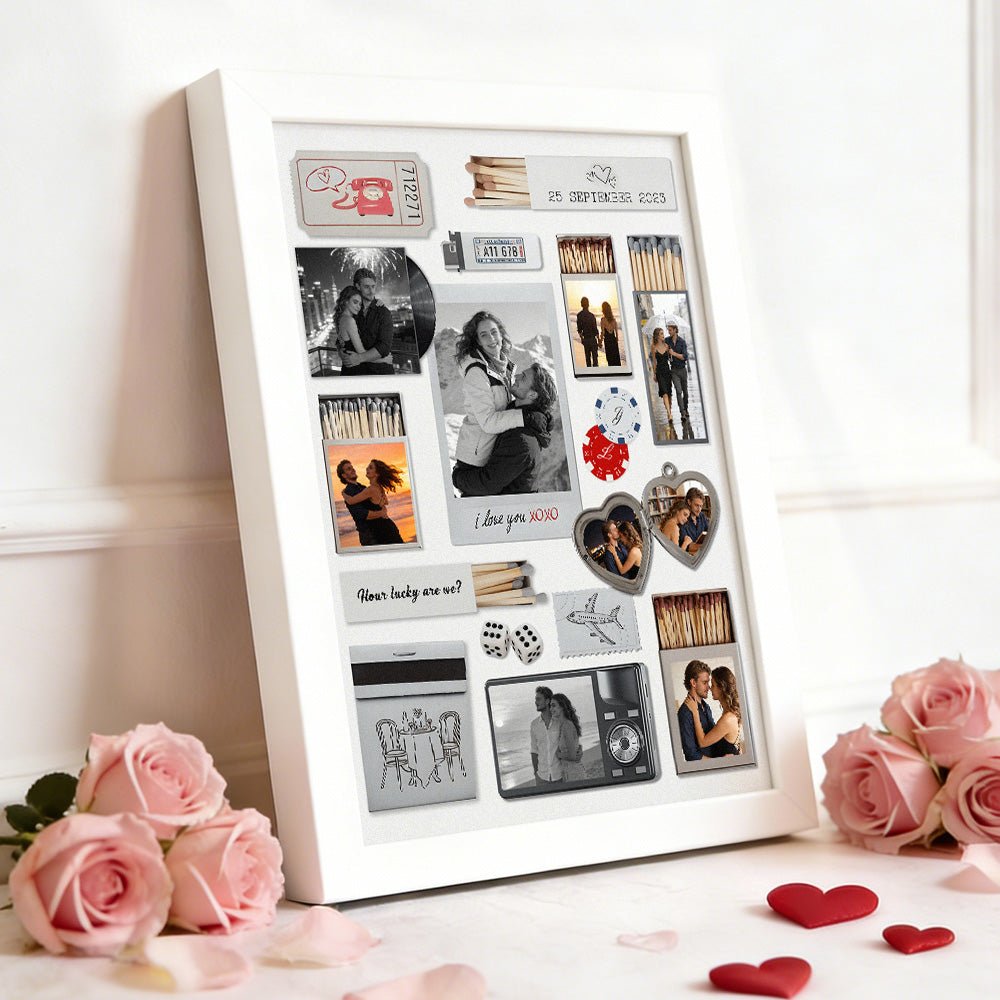 Custom Photo & Text Matchbox - style Poster Frame Decor – Valentine’s Day Gift - DiyGiftly
