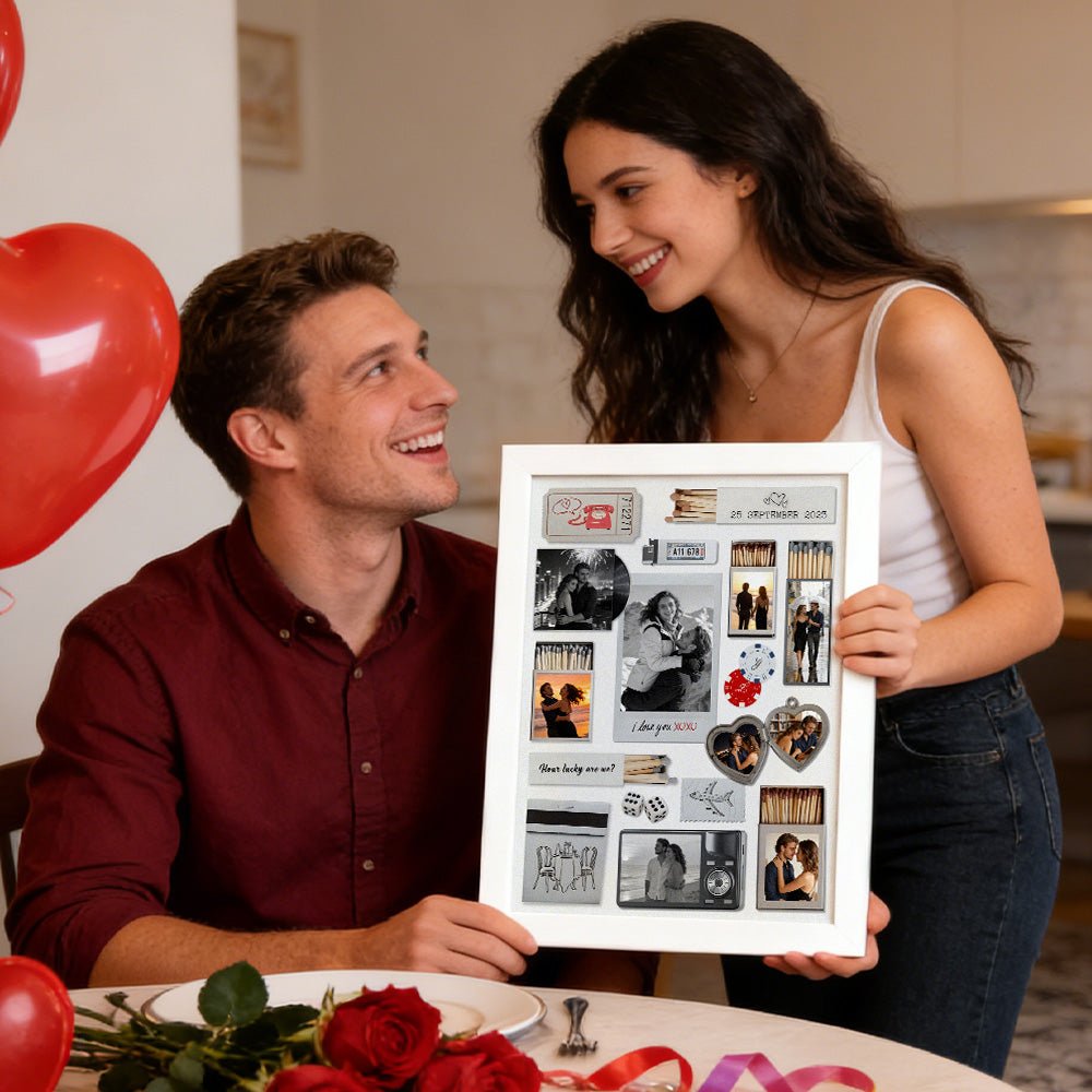 Custom Photo & Text Matchbox - style Poster Frame Decor – Valentine’s Day Gift - DiyGiftly