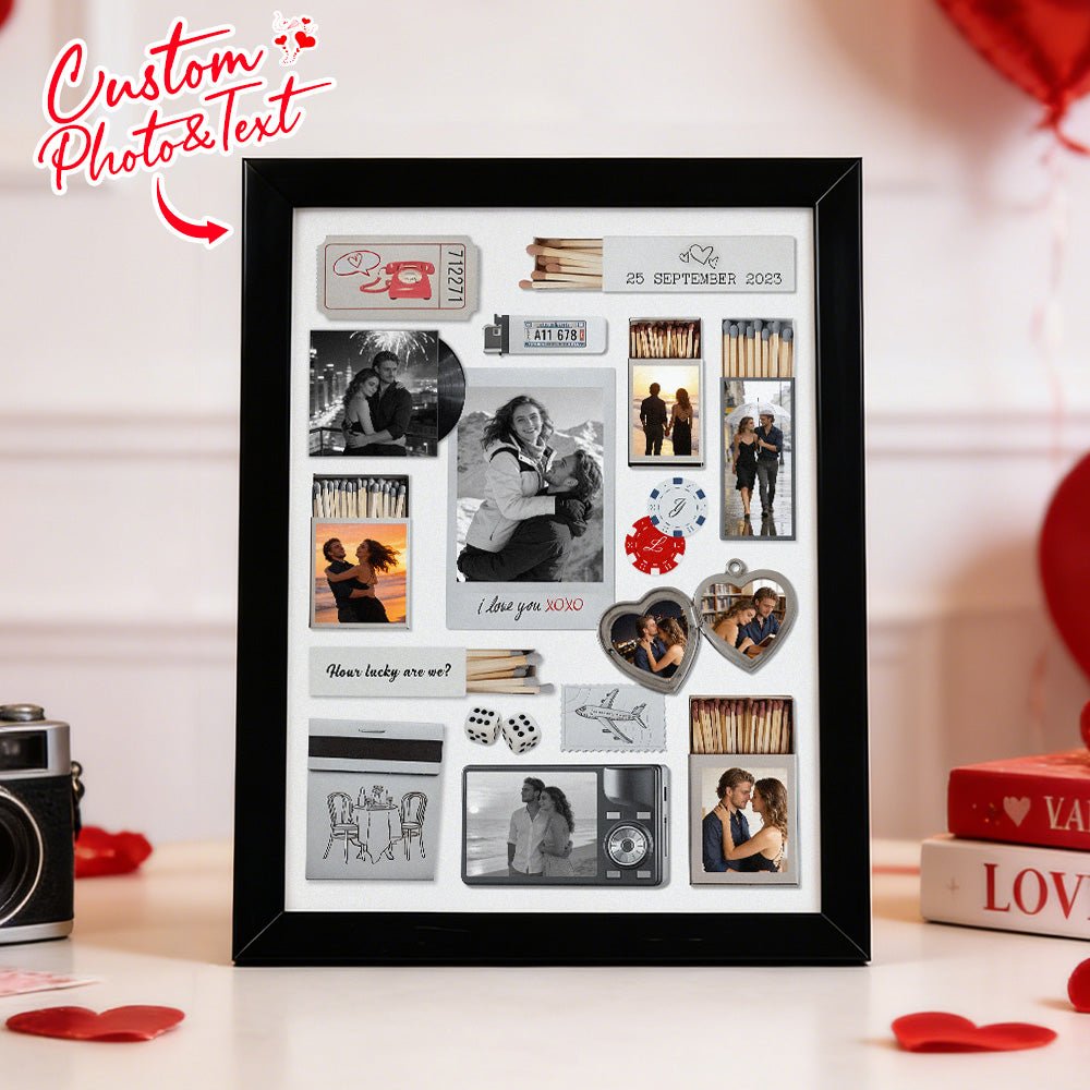 Custom Photo & Text Matchbox - style Poster Frame Decor – Valentine’s Day Gift - DiyGiftly