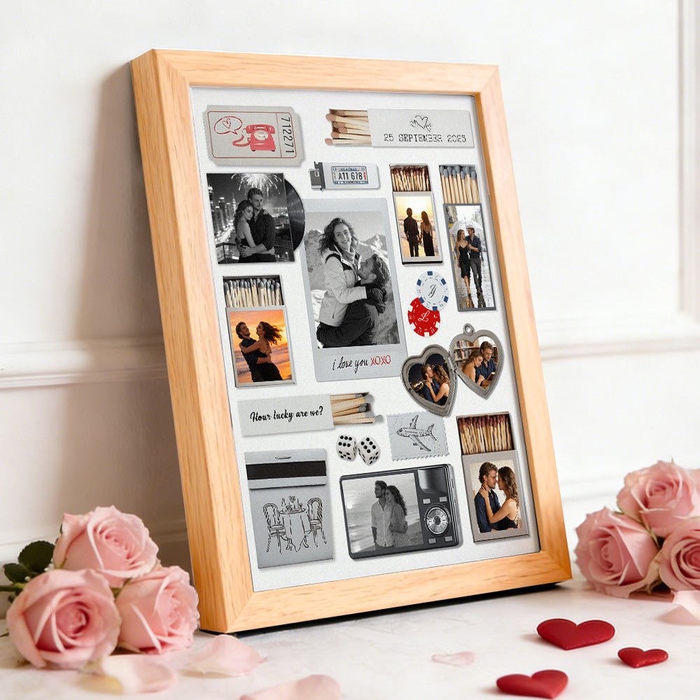 Custom Photo & Text Matchbox - style Poster Frame Decor – Valentine’s Day Gift - DiyGiftly