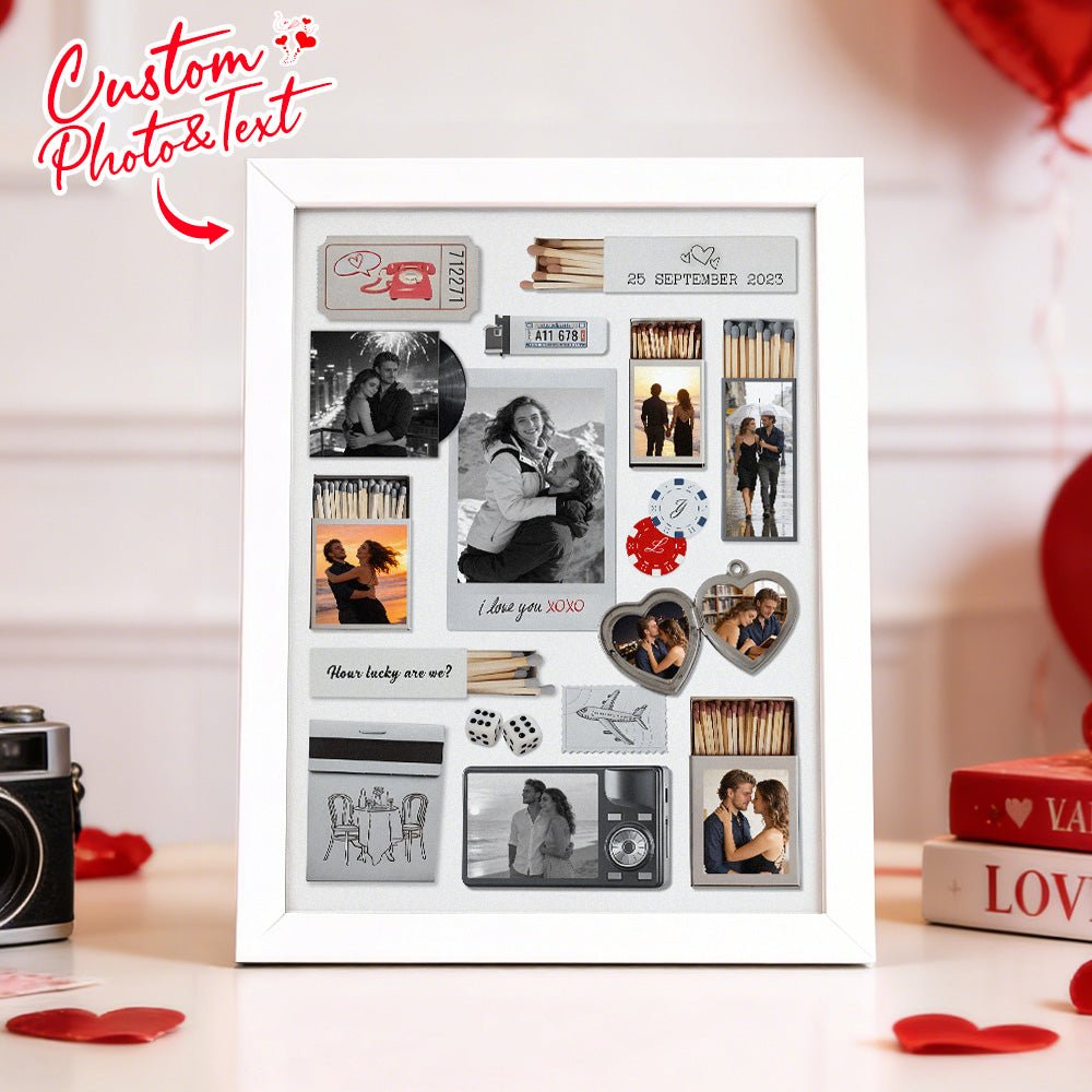 Custom Photo & Text Matchbox - style Poster Frame Decor – Valentine’s Day Gift - DiyGiftly