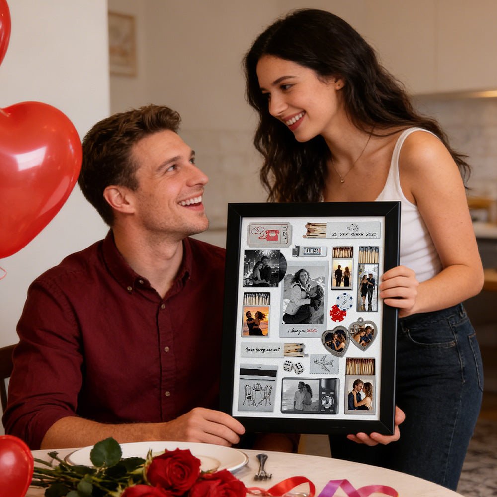 Custom Photo & Text Matchbox - style Poster Frame Decor – Valentine’s Day Gift - DiyGiftly
