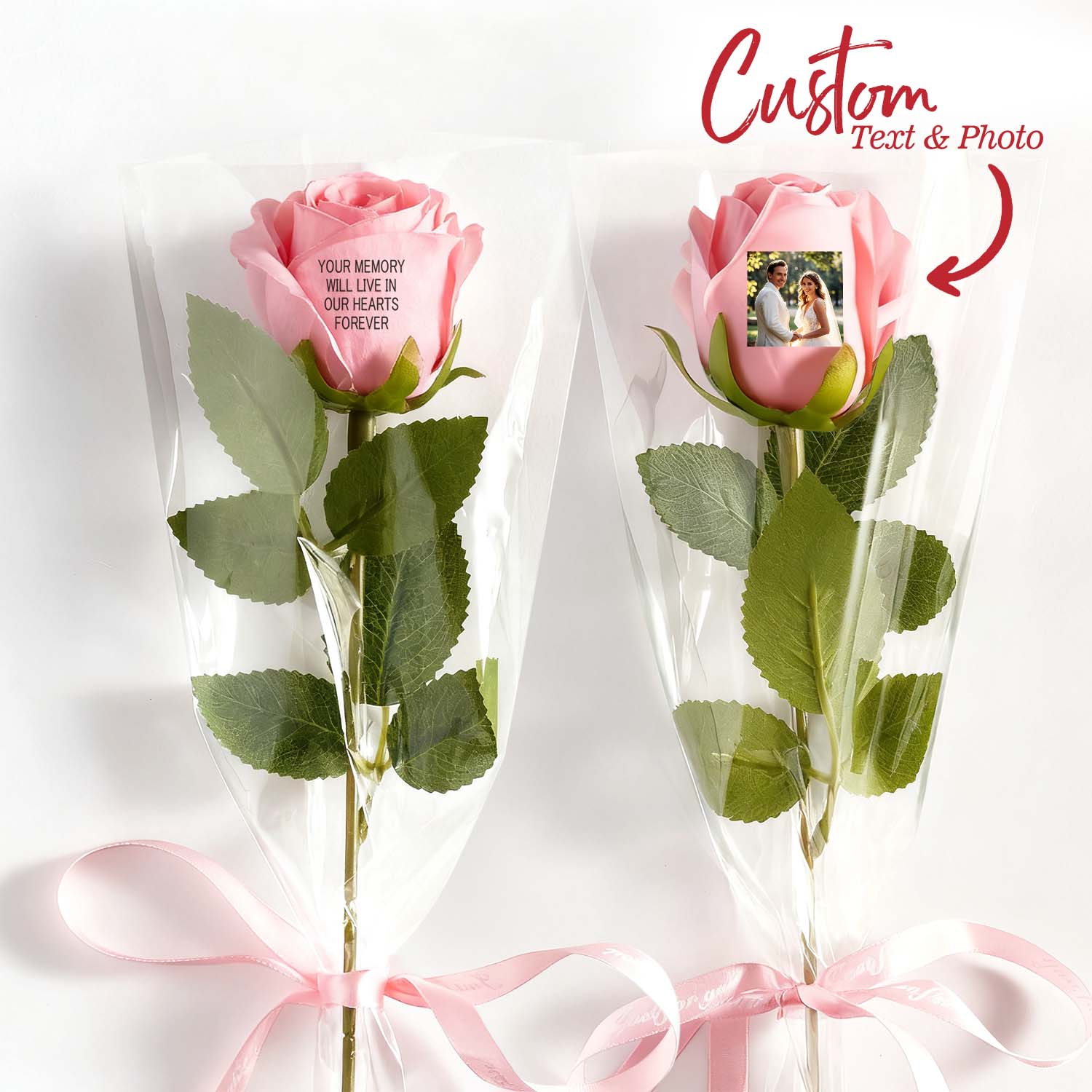 Custom Photo & Text Rose (Multiple Colors Available) – Personalized Valentine’s Day Gift Mother’s Day Gift - DiyGiftly