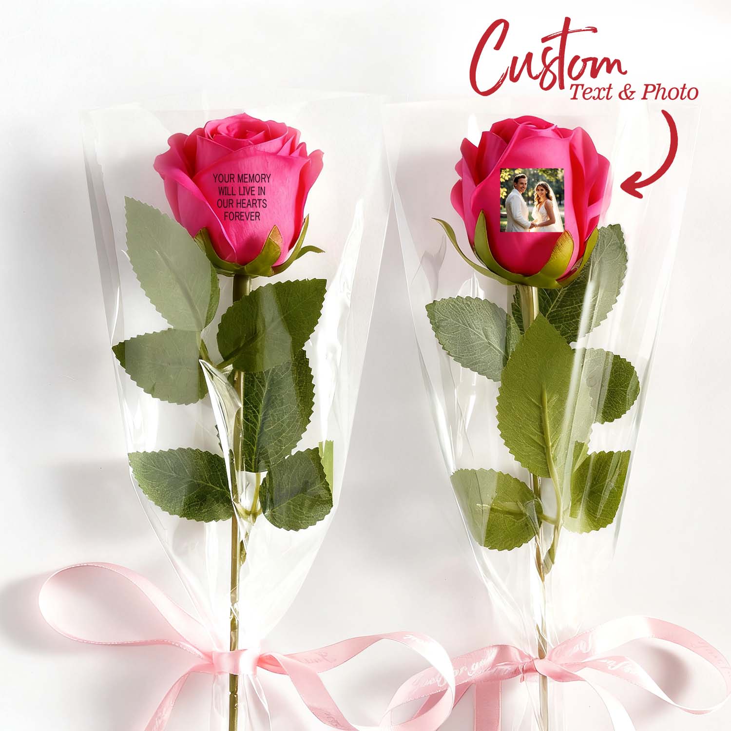 Custom Photo & Text Rose (Multiple Colors Available) – Personalized Valentine’s Day Gift Mother’s Day Gift - DiyGiftly