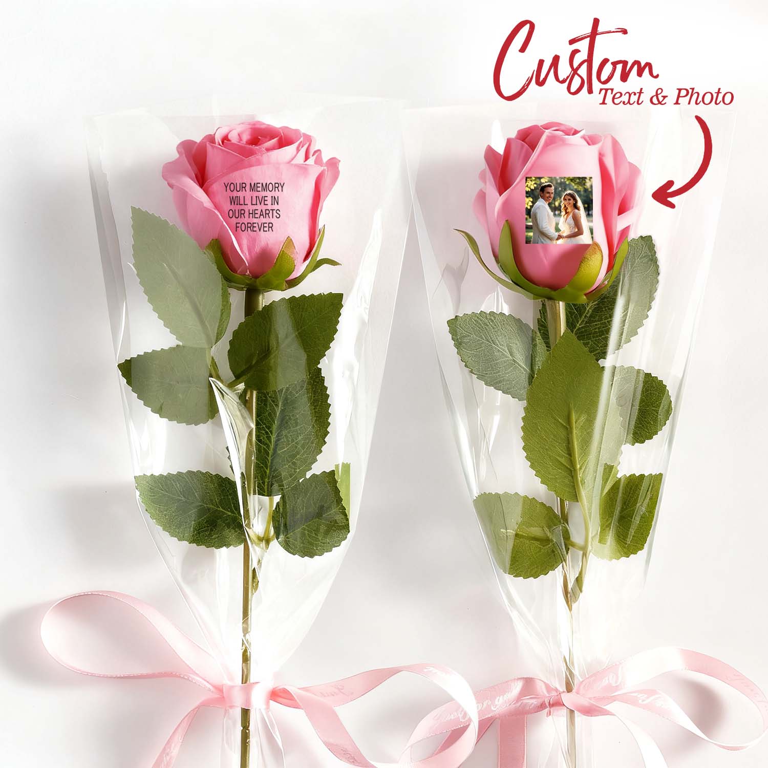 Custom Photo & Text Rose (Multiple Colors Available) – Personalized Valentine’s Day Gift Mother’s Day Gift - DiyGiftly