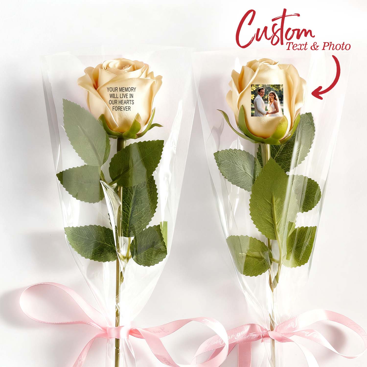 Custom Photo & Text Rose (Multiple Colors Available) – Personalized Valentine’s Day Gift Mother’s Day Gift - DiyGiftly