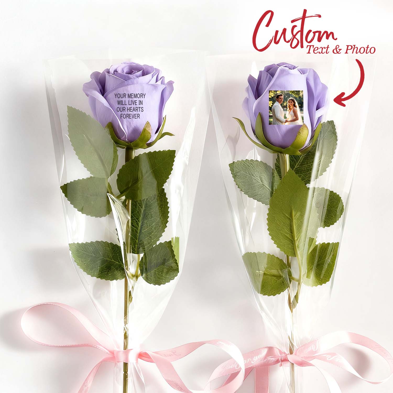 Custom Photo & Text Rose (Multiple Colors Available) – Personalized Valentine’s Day Gift Mother’s Day Gift - DiyGiftly