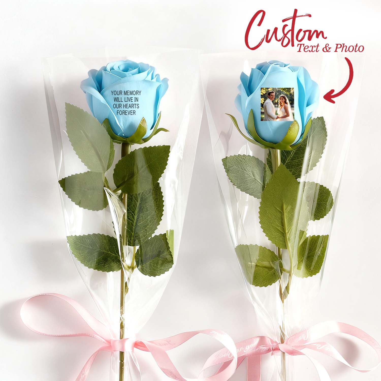 Custom Photo & Text Rose (Multiple Colors Available) – Personalized Valentine’s Day Gift Mother’s Day Gift - DiyGiftly