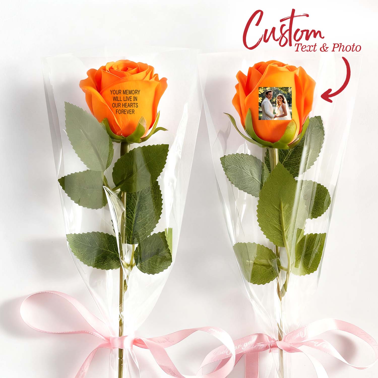 Custom Photo & Text Rose (Multiple Colors Available) – Personalized Valentine’s Day Gift Mother’s Day Gift - DiyGiftly