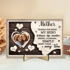 Custom Photo Thanks For Being My Guardian – Personalized Family 2 - Layered Wooden Plaque with Stand – A Meaningful Housewarming Gift for Mom, Honoring the Guardian Angel in Your Life 1121008 - DiyGiftly