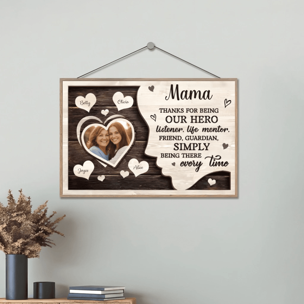 Custom Photo Thanks For Being My Guardian – Personalized Family 2 - Layered Wooden Plaque with Stand – A Meaningful Housewarming Gift for Mom, Honoring the Guardian Angel in Your Life 1121008 - DiyGiftly