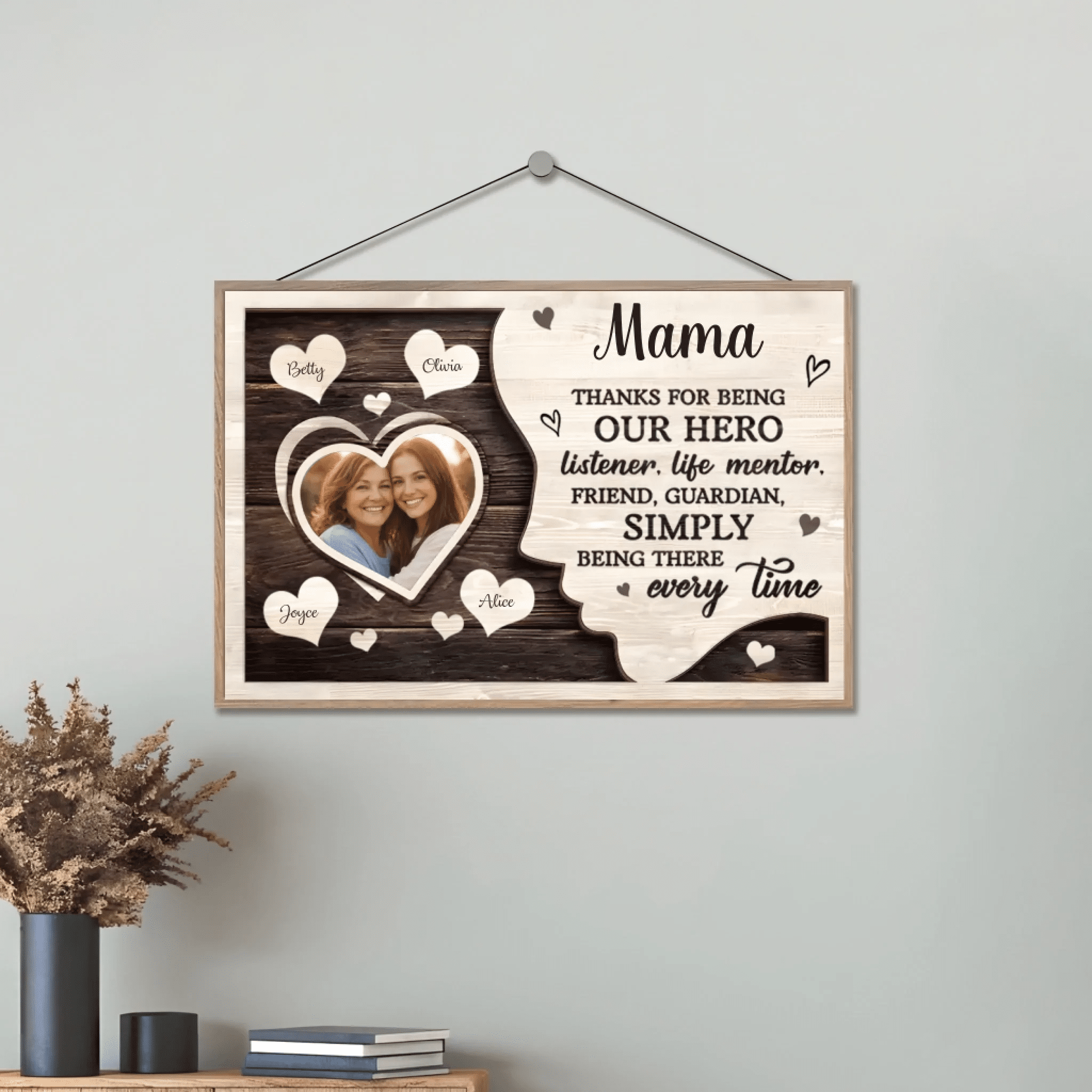 Custom Photo Thanks For Being My Guardian – Personalized Family 2 - Layered Wooden Plaque with Stand – A Meaningful Housewarming Gift for Mom, Honoring the Guardian Angel in Your Life 1121008 - DiyGiftly