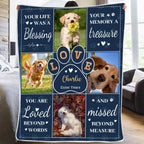 Blanket Flannel Personalized Pet Portrait Blanket Sympathy Gift for Loss of Dog