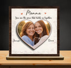 Custom Photo The Loveliest Masterpiece Of The Heart – Family Personalized 2 - Layer Wooden Plaque with Stand – Housewarming Gift for Mom, Grandma 1121540 - DiyGiftly