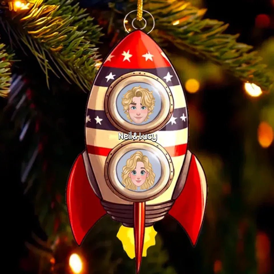 Custom Photo The Rocket - Family Personalized Custom Ornament - Acrylic Custom Shaped - Christmas Gift For Family Members 722108 - DiyGiftly