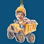 Custom Photo The Tiny, Professional Construction Truck Driver - Family Personalized Custom Ornament - Acrylic Custom Shaped - Christmas Gift For Kids 715657 - DiyGiftly