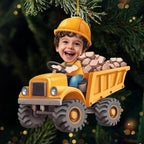 Custom Photo The Tiny, Professional Construction Truck Driver - Family Personalized Custom Ornament - Acrylic Custom Shaped - Christmas Gift For Kids 715657 - DiyGiftly