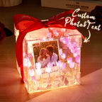 Custom Photo Tulip Flower Infinity Mirror Box Infinity Mirror Flower with Your Picture and Text DIY Kit - DiyGiftly