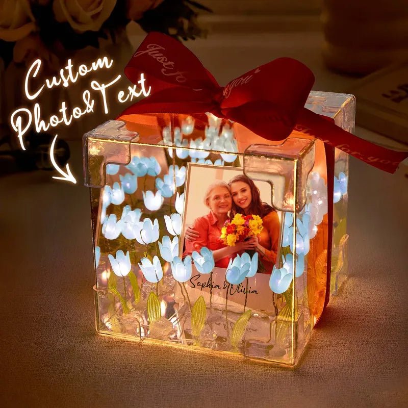 Custom Photo Tulip Flower Infinity Mirror Box Infinity Mirror Flower with Your Picture and Text DIY Kit - DiyGiftly