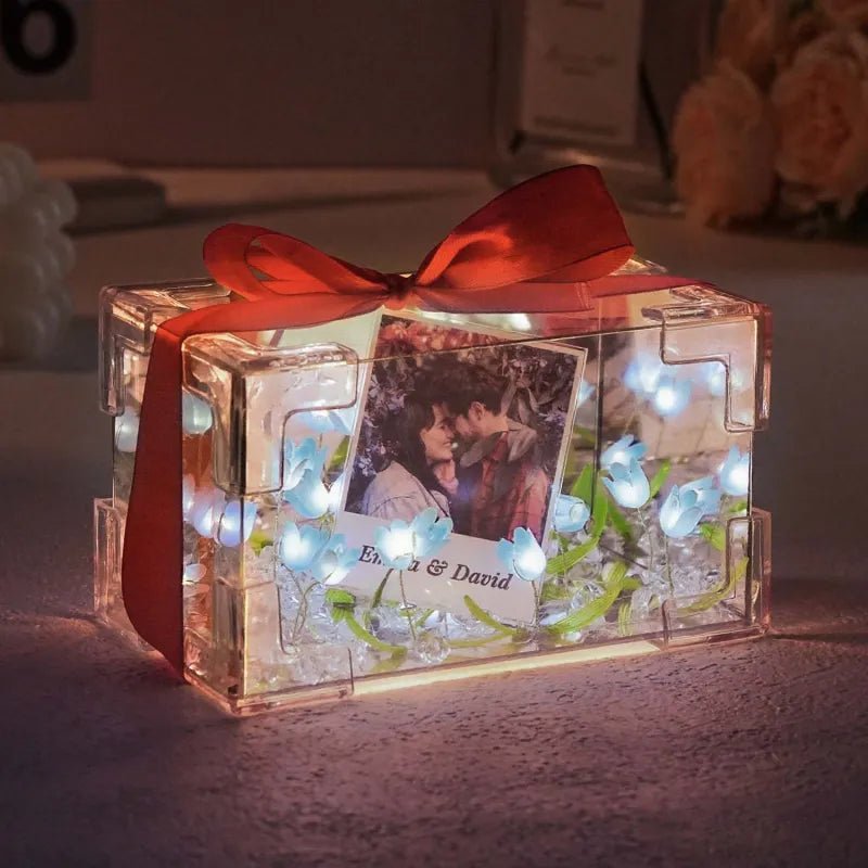 Custom Photo Tulip Rectangle Lamp Flower Infinity Mirror Box Infinity Mirror Flower with Your Picture and Text DIY Kit - DiyGiftly
