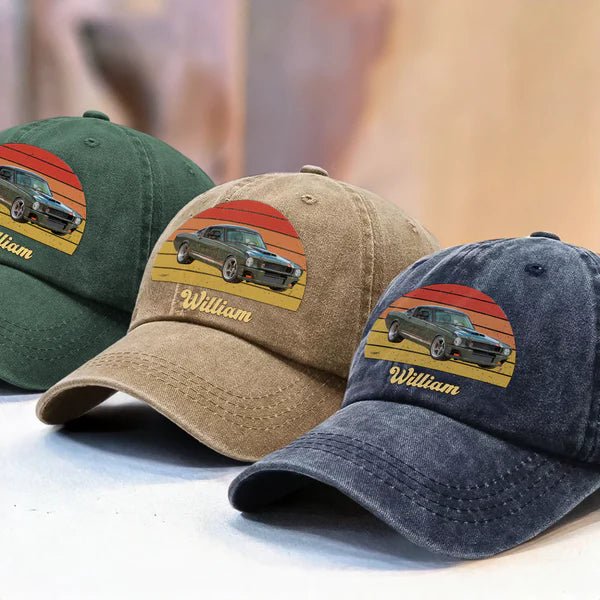 Custom Photo Vintage Retro Car Baseball Cap – Personalized Washed Denim Hat for Men Women, Adjustable Dad Hat Gift for Car Lovers 83926784 - DiyGiftly