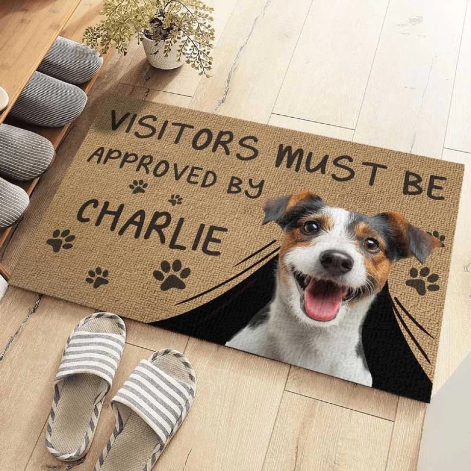 Custom Photo Visitors Must Be Approved By This Dog - Dog & Cat Personalized Custom Home Decor Decorative Mat - House Warming Gift For Pet Owners, Pet Lovers 657512 - 657488 - DiyGiftly