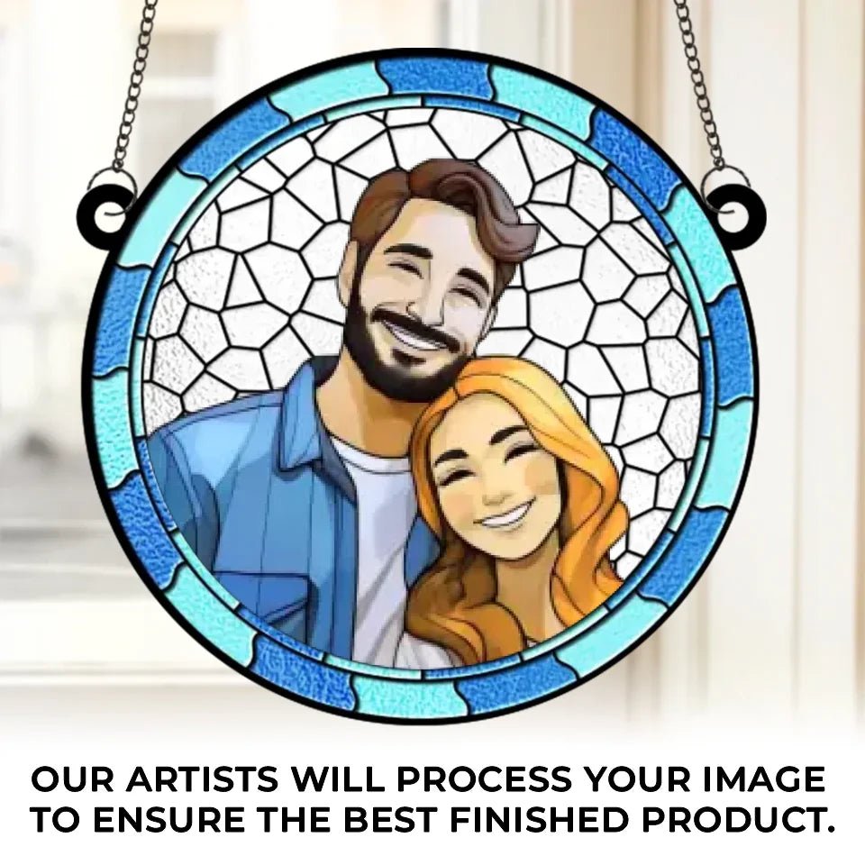 Custom Photo Where There Is Love There Is Life - Couple Personalized Window Hanging Suncatcher Ornament - Gift For Husband Wife, Anniversary 660581 - DiyGiftly