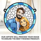 Custom Photo Where There Is Love There Is Life - Couple Personalized Window Hanging Suncatcher Ornament - Gift For Husband Wife, Anniversary 660581 - DiyGiftly
