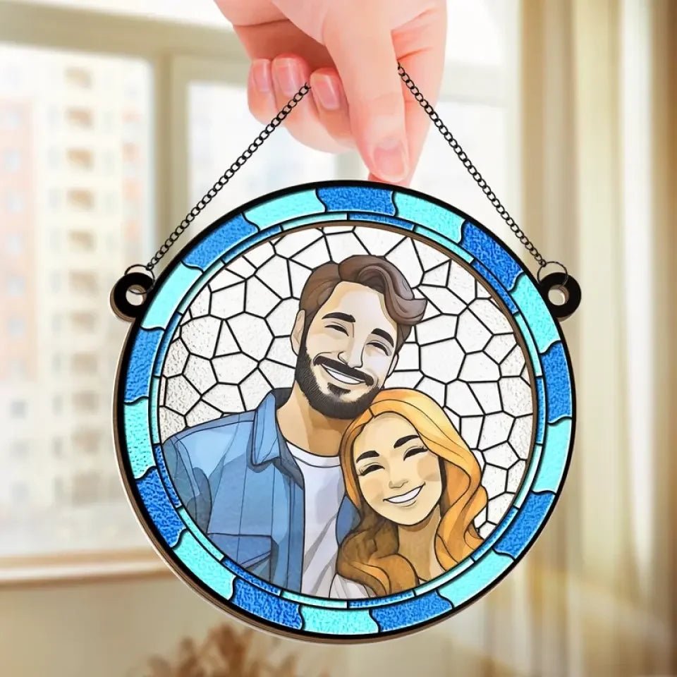 Custom Photo Where There Is Love There Is Life - Couple Personalized Window Hanging Suncatcher Ornament - Gift For Husband Wife, Anniversary 660581 - DiyGiftly