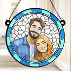 Custom Photo Where There Is Love There Is Life - Couple Personalized Window Hanging Suncatcher Ornament - Gift For Husband Wife, Anniversary 660581 - DiyGiftly