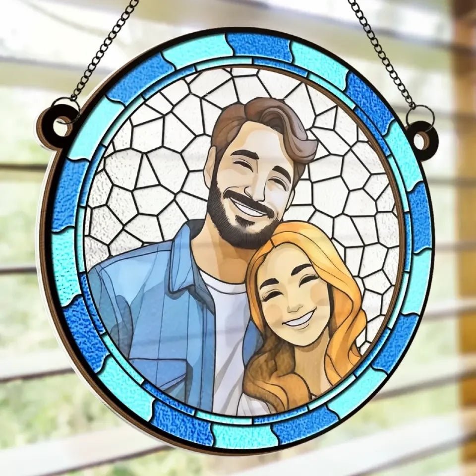 Custom Photo Where There Is Love There Is Life - Couple Personalized Window Hanging Suncatcher Ornament - Gift For Husband Wife, Anniversary 660581 - DiyGiftly