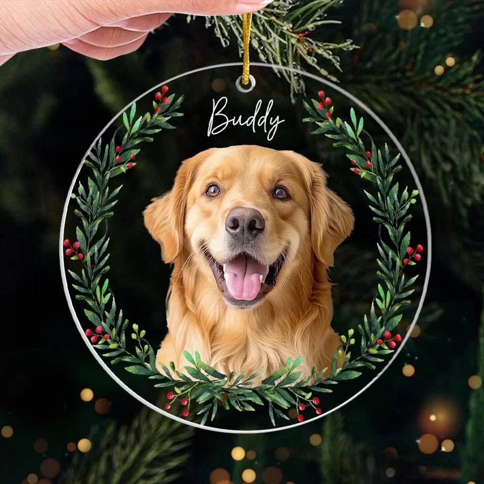 Ornament Personalized Photo Christmas Sympathy Gift for Loss of Dog Acrylic