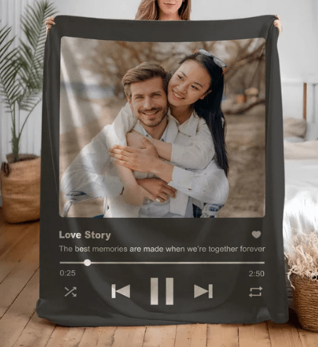 Custom Photo With Love Song Blanket - Perfect Gift Blanket for Couples, Boyfriend, Girlfriend 35275264 - DiyGiftly