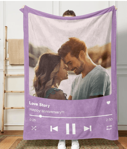 Custom Photo With Love Song Blanket - Perfect Gift Blanket for Couples, Boyfriend, Girlfriend 35275264 - DiyGiftly