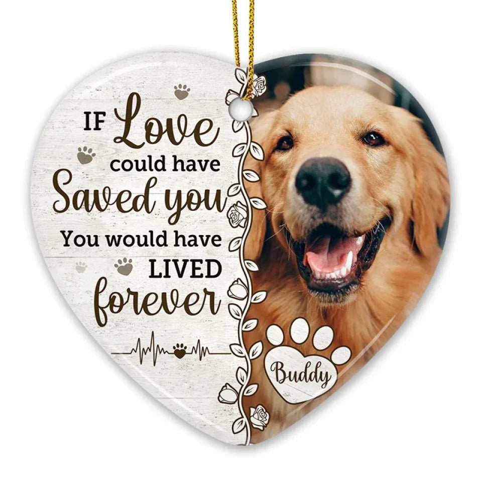 Ceramic Heart Ornament Personalized Photo Christmas Sympathy Gift for Loss of Dog