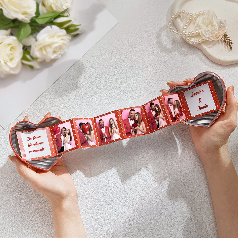 Custom Photos and Text Album Heart Box Valentine's Day Gifts for Her Wedding Gift - DiyGiftly