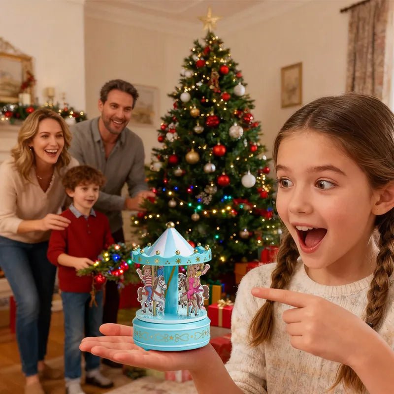 Custom Portrait Acrylic Carousel Music Box Ornament Family Member Desktop Decoration Gift For Family - DiyGiftly