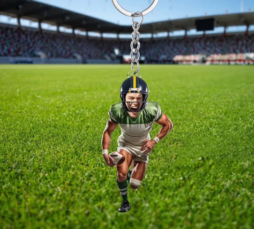 Custom profile picture Key Chain - Acrylic Rugby Player Key Chain - Birthday gift 740823 - DiyGiftly