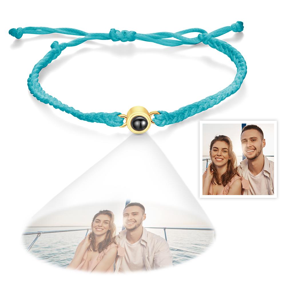 Custom Projection Bracelet Simple Woven Couple Bracelet Valentines Gift - DiyGiftly