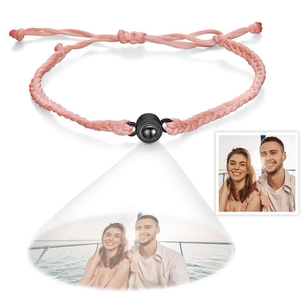 Custom Projection Bracelet Simple Woven Couple Bracelet Valentines Gift - DiyGiftly