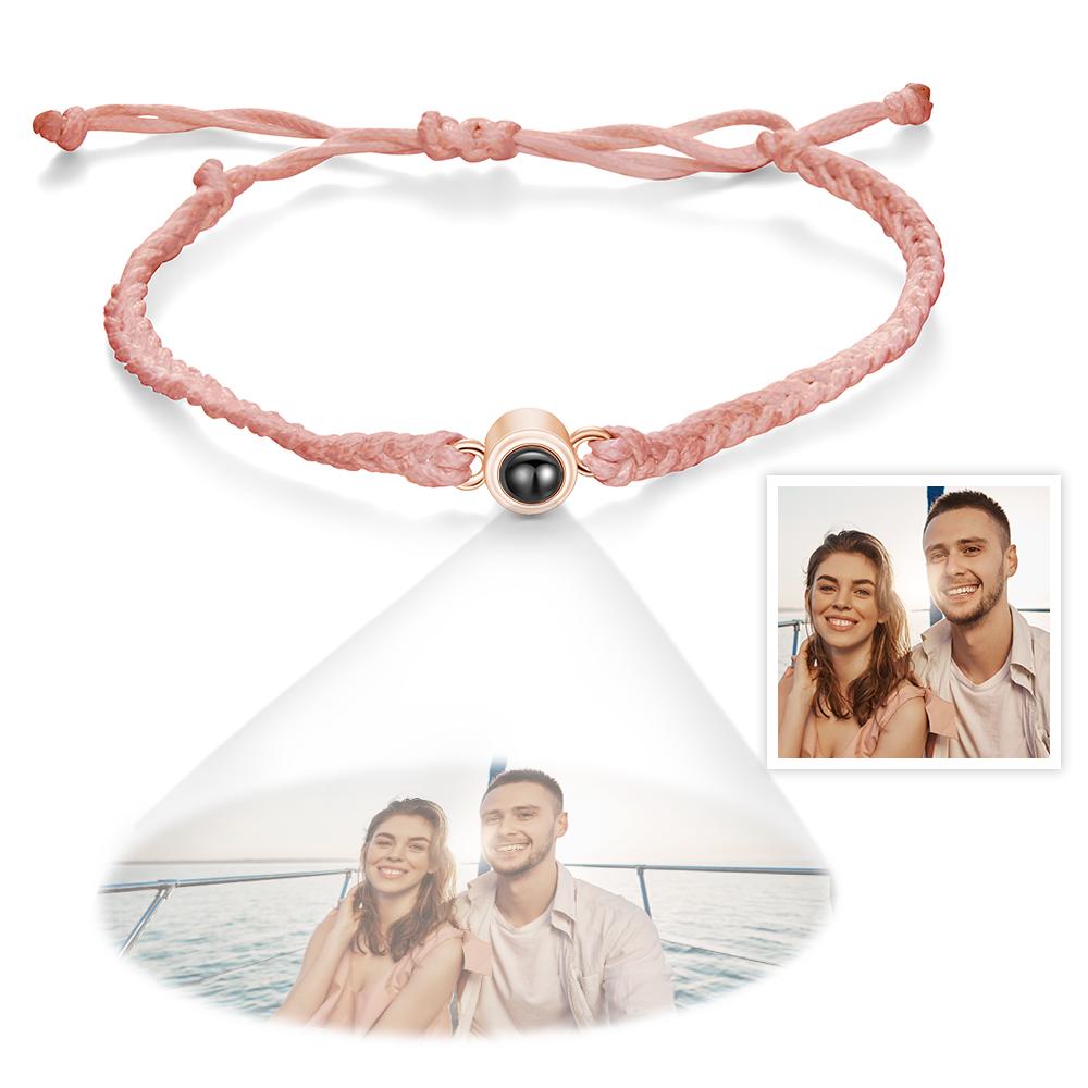 Custom Projection Bracelet Simple Woven Couple Bracelet Valentines Gift - DiyGiftly