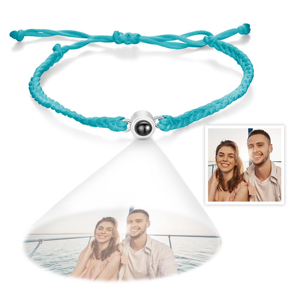 Custom Projection Bracelet Simple Woven Couple Bracelet Valentines Gift - DiyGiftly