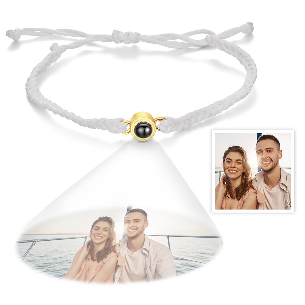 Custom Projection Bracelet Simple Woven Couple Bracelet Valentines Gift - DiyGiftly
