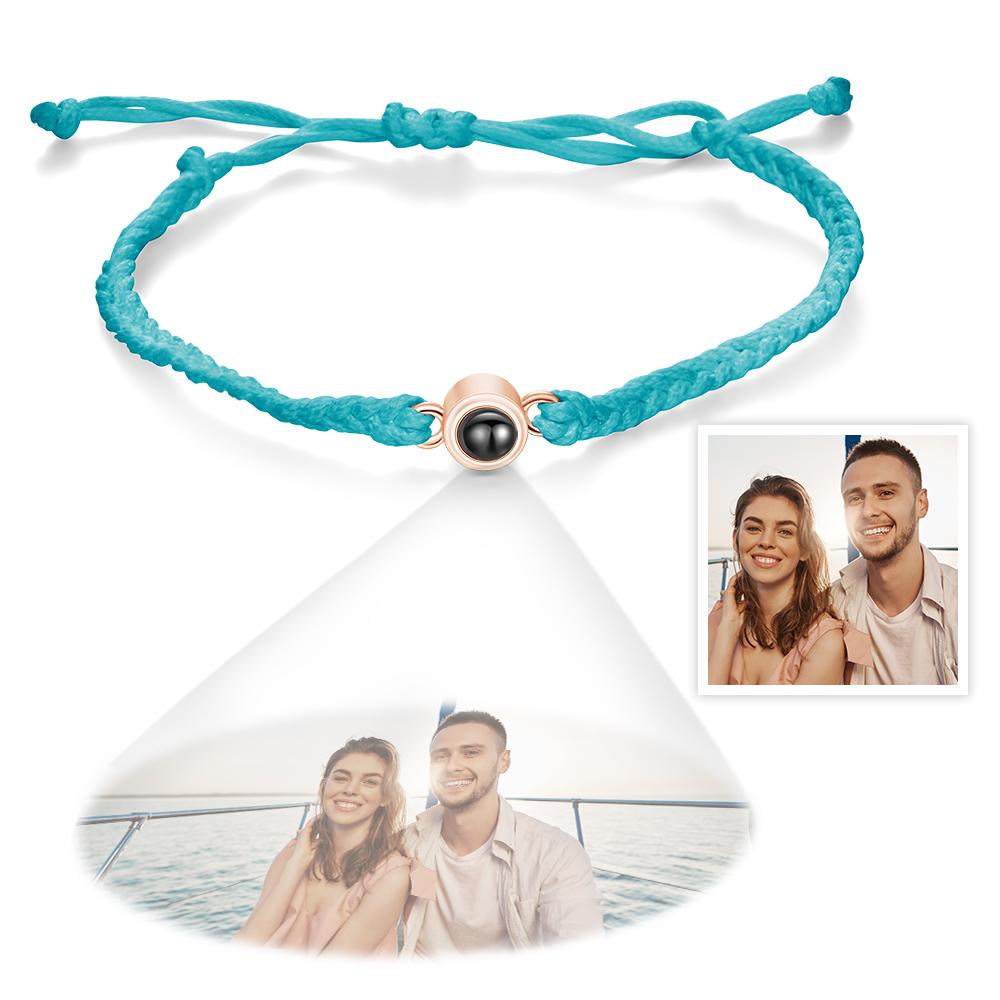 Custom Projection Bracelet Simple Woven Couple Bracelet Valentines Gift - DiyGiftly