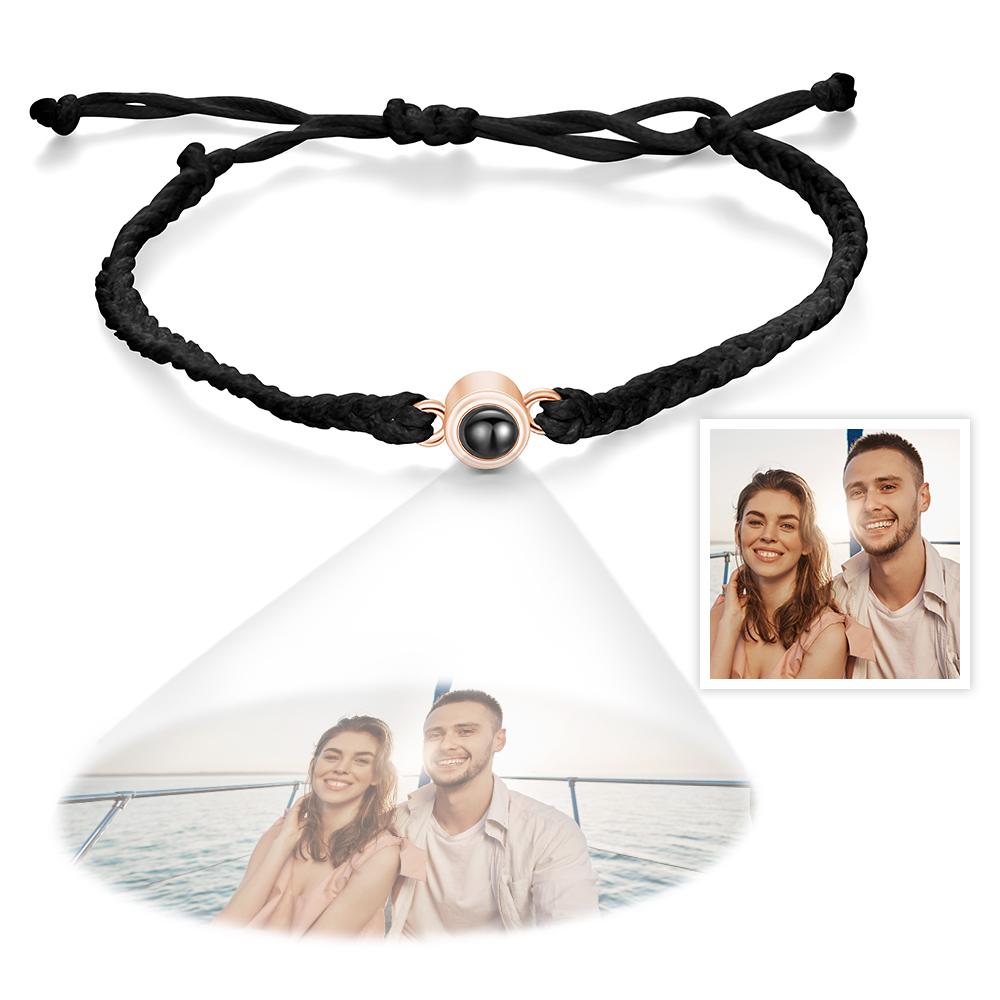 Custom Projection Bracelet Simple Woven Couple Bracelet Valentines Gift - DiyGiftly