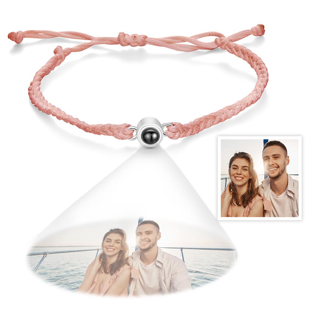 Custom Projection Bracelet Simple Woven Couple Bracelet Valentines Gift - DiyGiftly